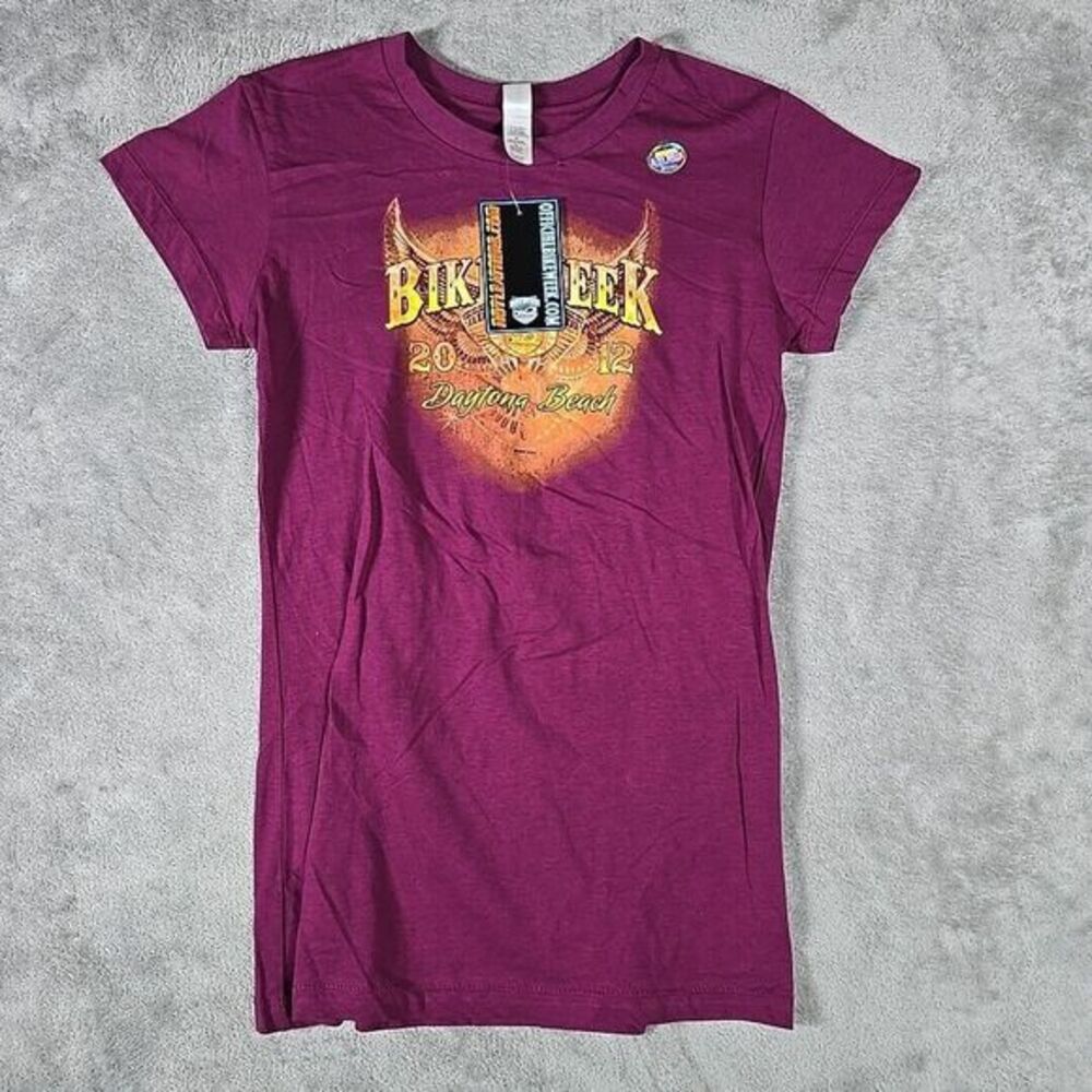 Bike Week Shirt Womens Medium Burgandy 2012 Daytona Beach Short Sleeve Biker